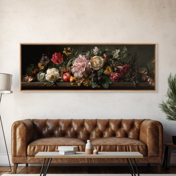 Renaissance Botanical Study Canvas Print, Renaissanceinspired Art, Digital Art, Living Room Decor, Oil Painting, Classic, REN-3x1-71