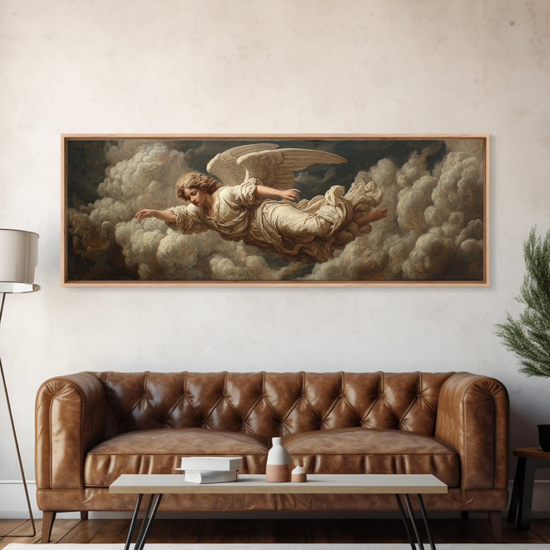 Classical Angel Study Framed Canvas Print, Renaissanceinspired Art, Jesus Art, Living Room Decor, Classic, Fantasy Decor, REN-3x1-90