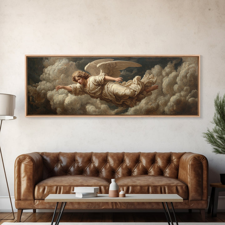 Classical Angel Study Framed Canvas Print, Renaissanceinspired Art, Jesus Art, Living Room Decor, Classic, Fantasy Decor, REN-3x1-90