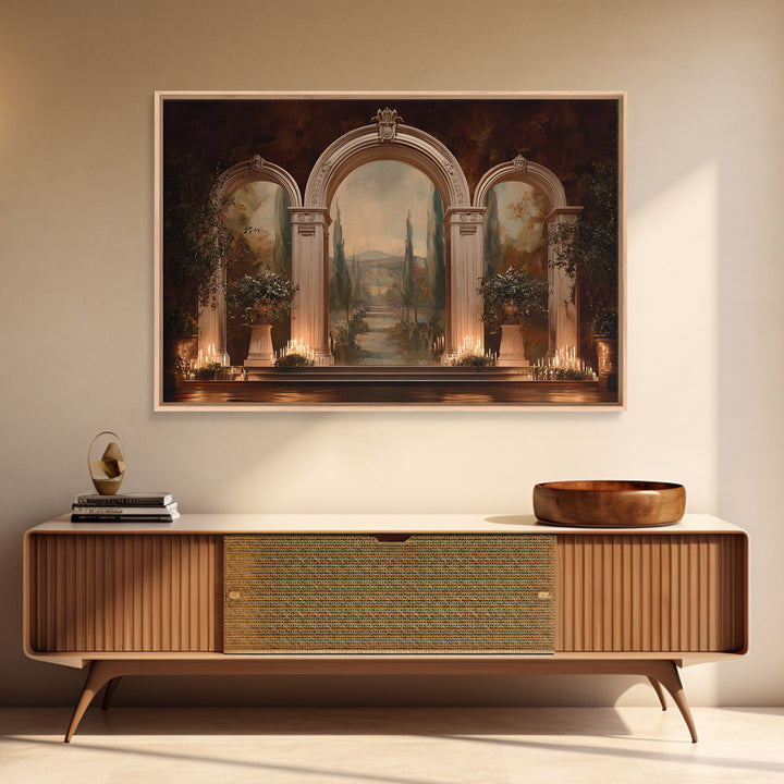 Architectural Arch with Italian Landscape Beyond Canvas Print, Renaissanceinspired Art, Jesus Art, Living Room Decor, Classic, REN-3x2-39