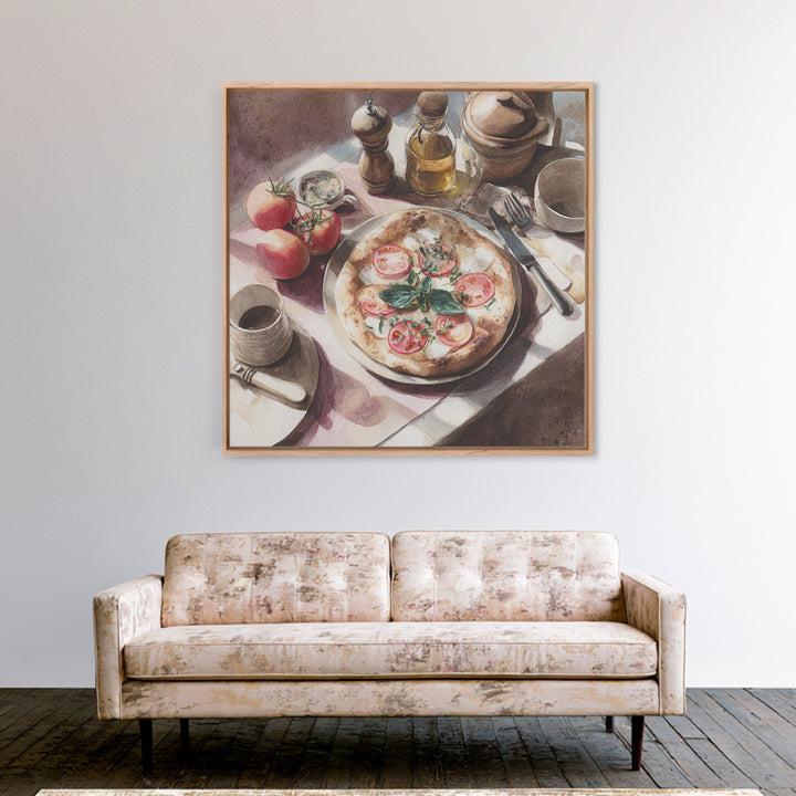Pizzeria Tomato Basil and Mozzarella Still Life Canvas Print, Restaurant Art, Kitchen Wall Decor, Restaurant Decor, Bistro, RES-1x1-10