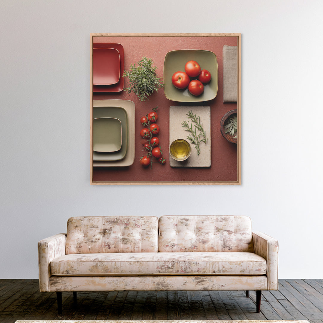 Rooster and Herbs for Farmhouse Restaurant Mood Canvas Print, Restaurant Art, Printable Wall Art, Restaurant Decor, Bistro, RES-1x1-20