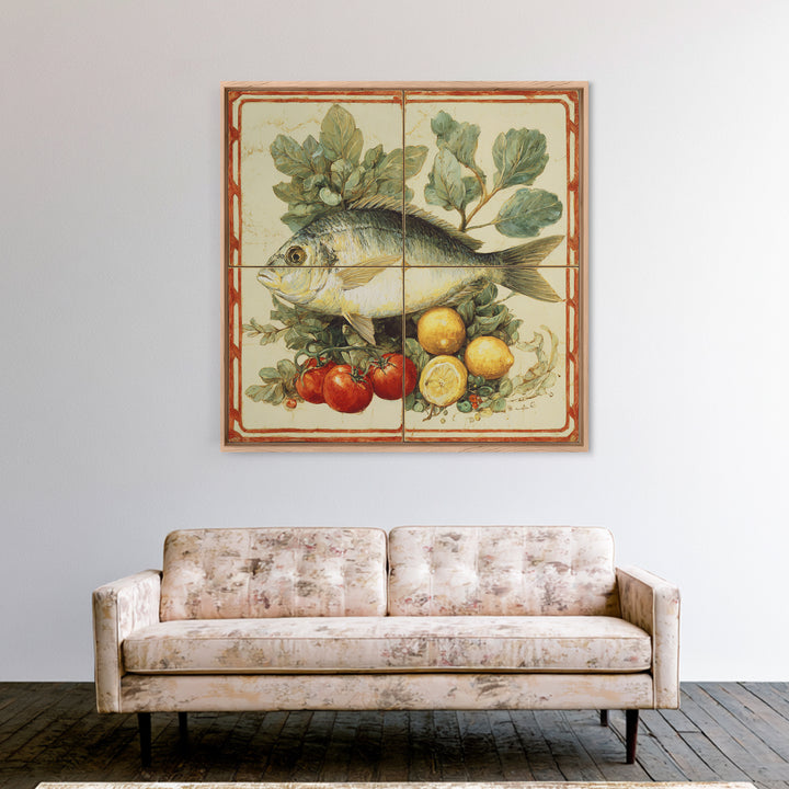 Fresh Fish with Lemon and Herbs Canvas Print, Restaurant Art, Kitchen Decor, Restaurant Decor, Bistro, Bedroom Wall Art, RES-1x1-23