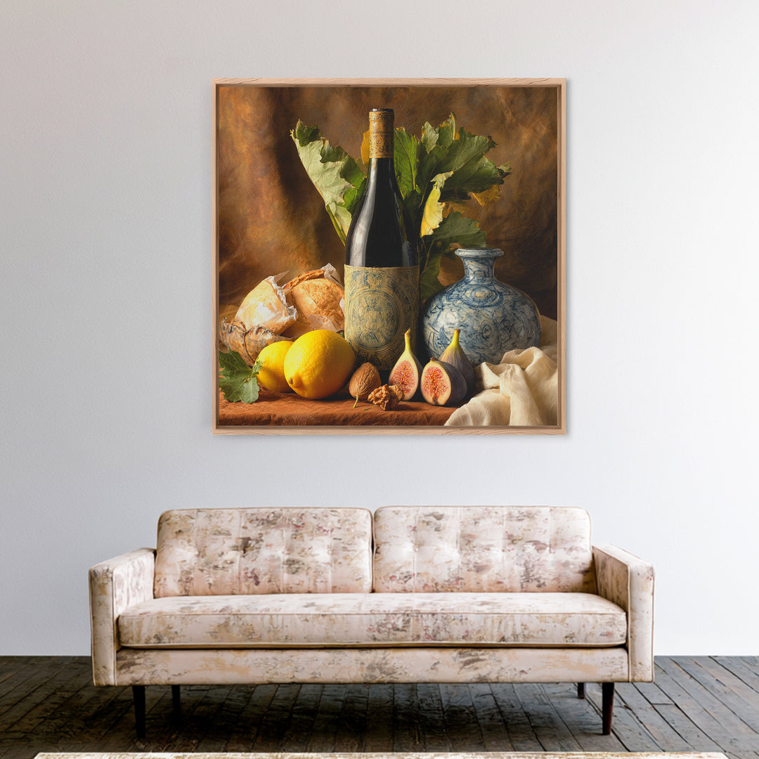 Wine Bottle and Figs Canvas Print, Restaurant Art, Room Decor, Restaurant Decor, Fine Art, Bistro, Framed Wall Art, RES-1x1-25