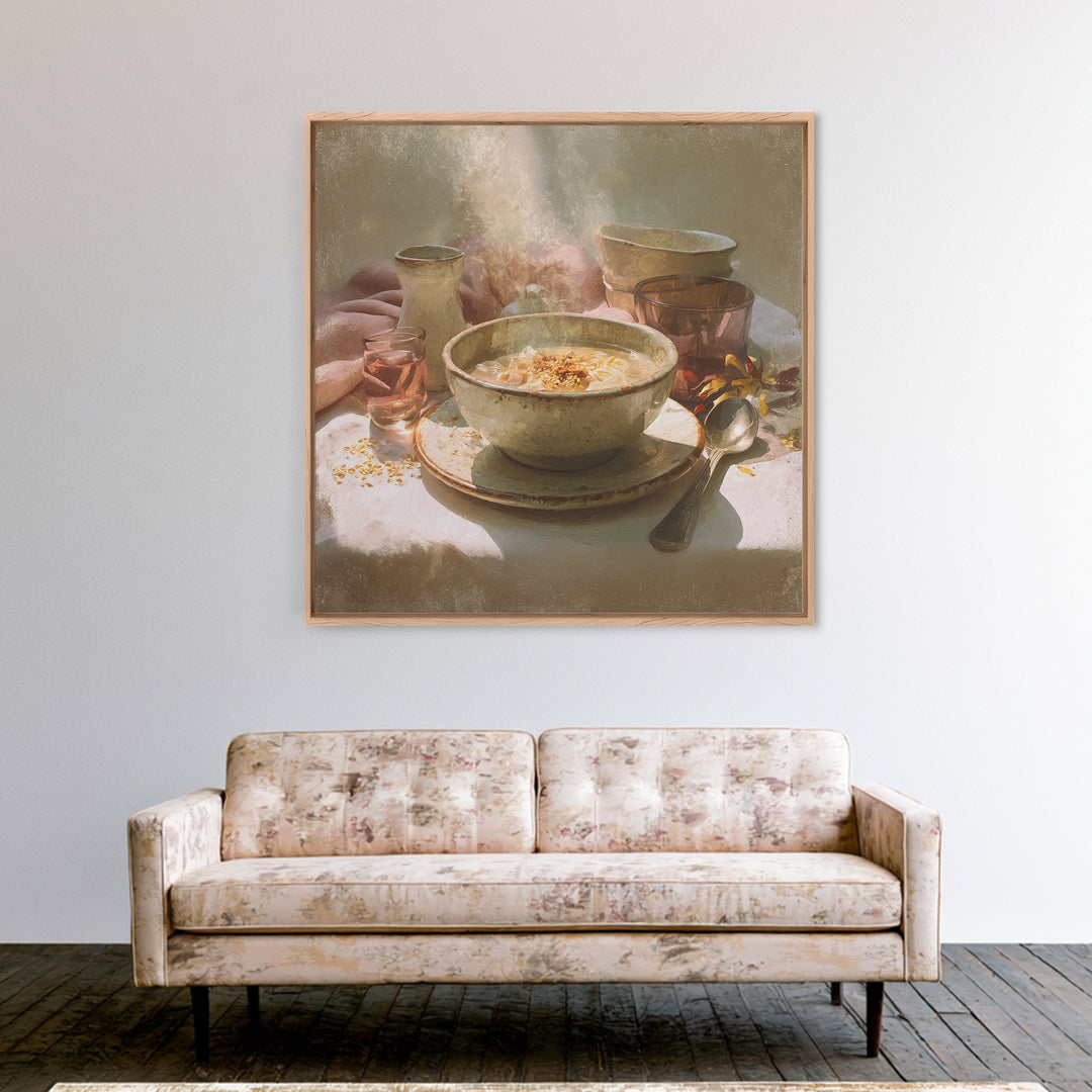 Ramen Bowl Rendered Framed Canvas Print, Restaurant Art, Gallery Decor, Restaurant Decor, Fine Art, Bistro, Wall Art, RES-1x1-38