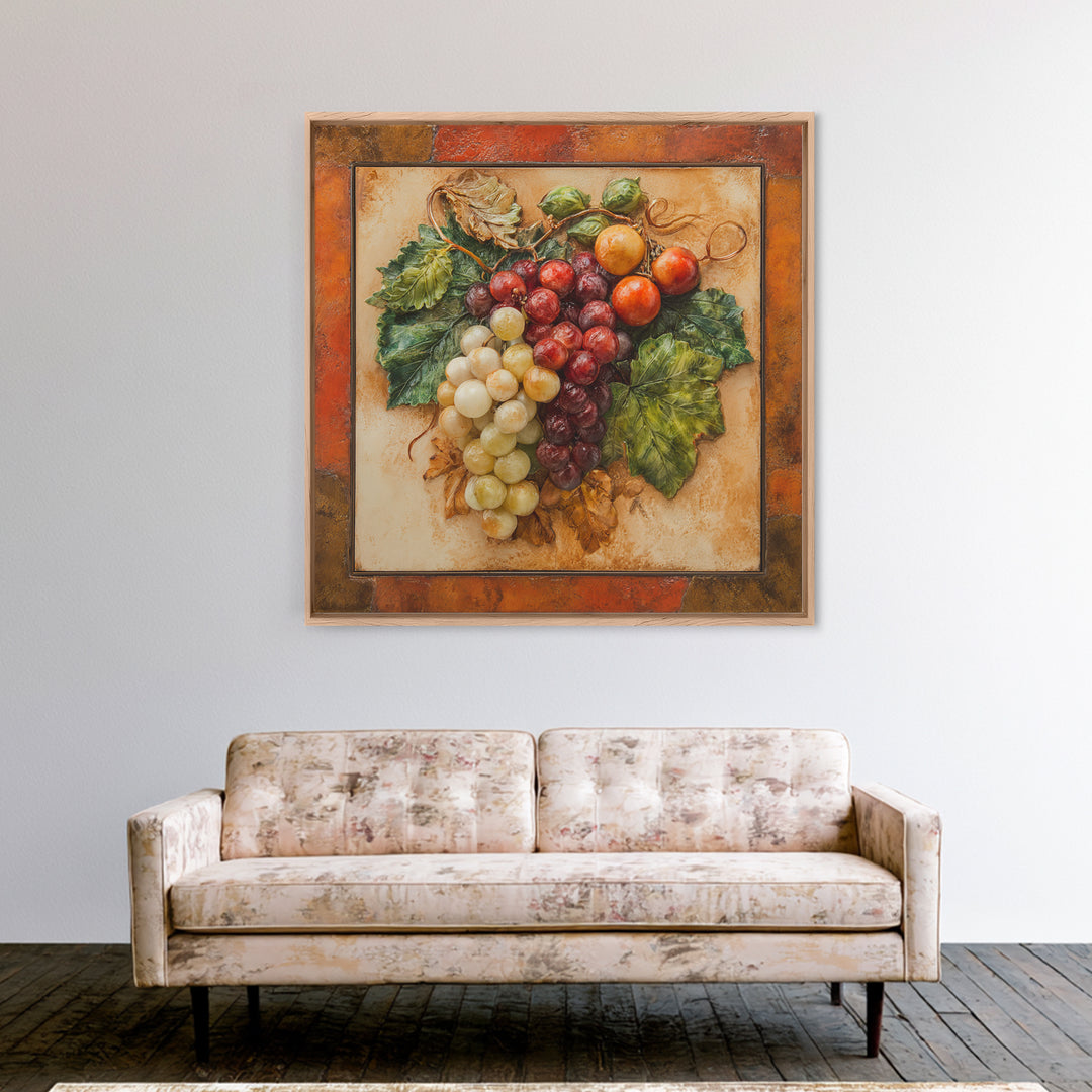 Wine Grapevine Botanical Study Framed Canvas Print, Restaurant Art, Wall Art Print, Restaurant Decor, Fine Art, Bistro, RES-1x1-39