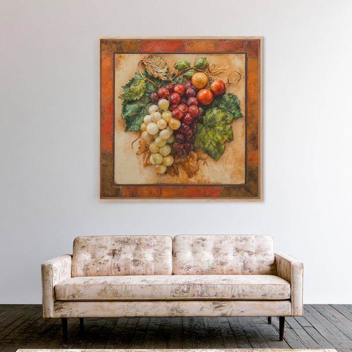 Wine Grapevine Botanical Study Framed Canvas Print, Restaurant Art, Wall Art Print, Restaurant Decor, Fine Art, Bistro, RES-1x1-39