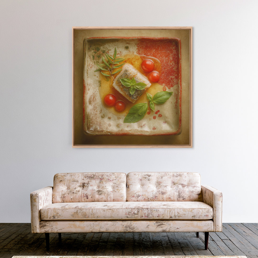 Sushi Fish and Ceramic Plate Composition Canvas Print, Restaurant Art, Fine Art Print, Restaurant Decor, Fine Art, Bistro, RES-1x1-5