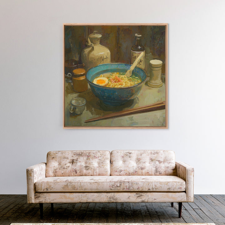 Ramen Bowl Rendered Framed Canvas Print, Restaurant Art, Gallery Decor, Restaurant Decor, Fine Art, Bistro, Wall Art, RES-1x1-62