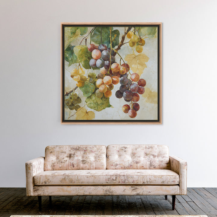Wine Grapevine Botanical Study Framed Canvas Print, Restaurant Art, Neutral Decor, Restaurant Decor, Oil Painting, Bistro, RES-1x1-63