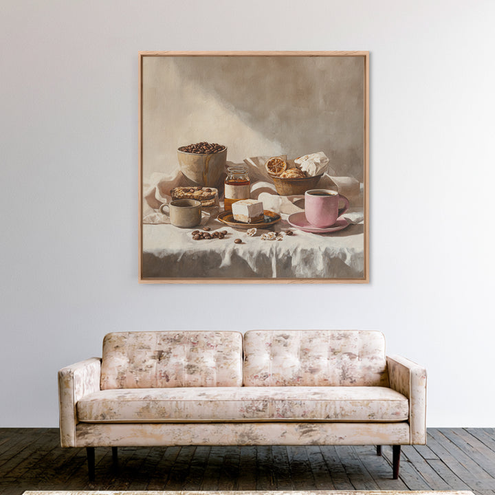 Coffee Beans and Pastry Arrangement Canvas Print, Restaurant Art, Modern Decor, Restaurant Decor, Fine Art, Bistro, Poster, RES-1x1-94
