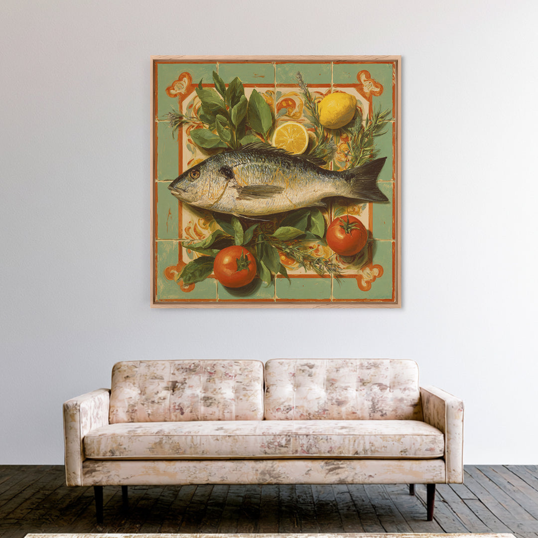 Fresh Fish with Lemon and Herbs Canvas Print, Restaurant Art, Fine Art Print, Restaurant Decor, Fine Art, Bistro, Wall Decor, RES-1x1-95