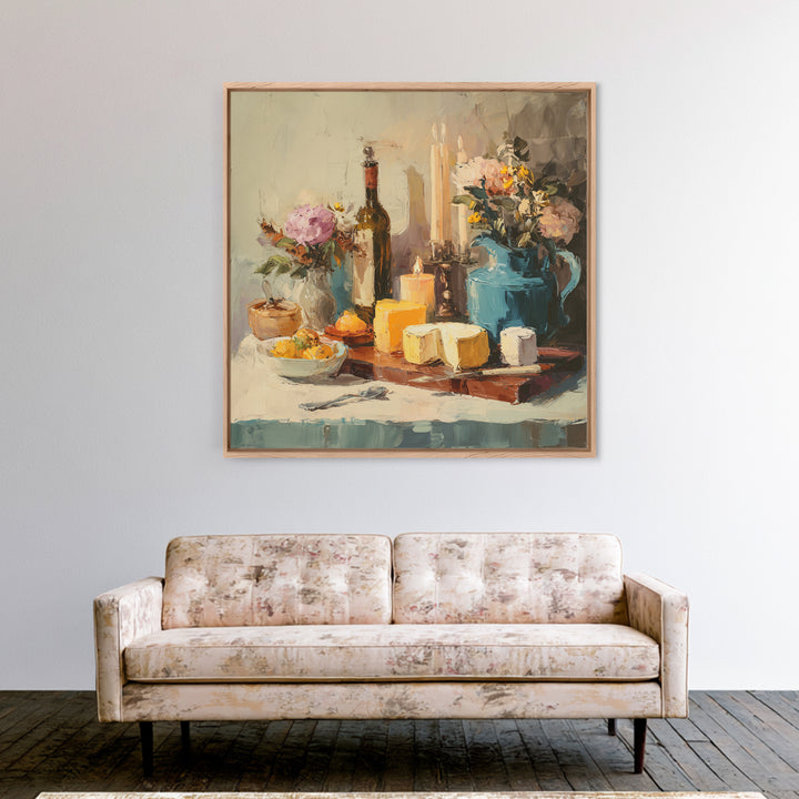 Elegant Table Objects Framed Canvas Print, Restaurant Art, Canvas, Restaurant Decor, Fine Art, Bistro, Living Room Decor, RES-1x1-96