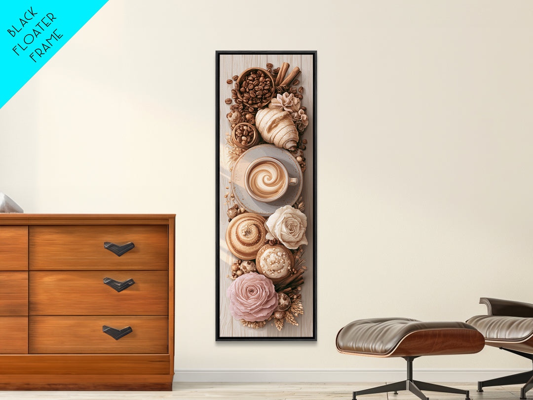 Coffee Beans and Pastry Arrangement Canvas Print, Restaurant Art, Kitchen Wall Decor, Restaurant Decor, Fine Art, Bistro, RES-1x3-10