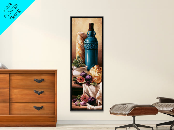 Wine Bottle and Figs Canvas Print, Restaurant Art, Minimalist Decor, Restaurant Decor, Fine Art, Bistro, Kitchen Decor, RES-1x3-13