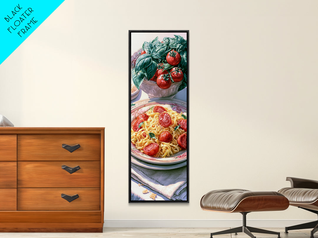 Fresh Pasta with Tomatoes and Basil Canvas Print, Restaurant Art, Gallery Decor, Restaurant Decor, Fine Art, Bistro, Wall Art, RES-1x3-14