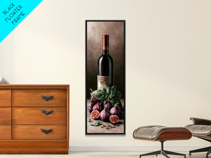 Wine Bottle and Figs Canvas Print, Restaurant Art, Minimalist Decor, Restaurant Decor, Fine Art, Bistro, Kitchen Decor, RES-1x3-37