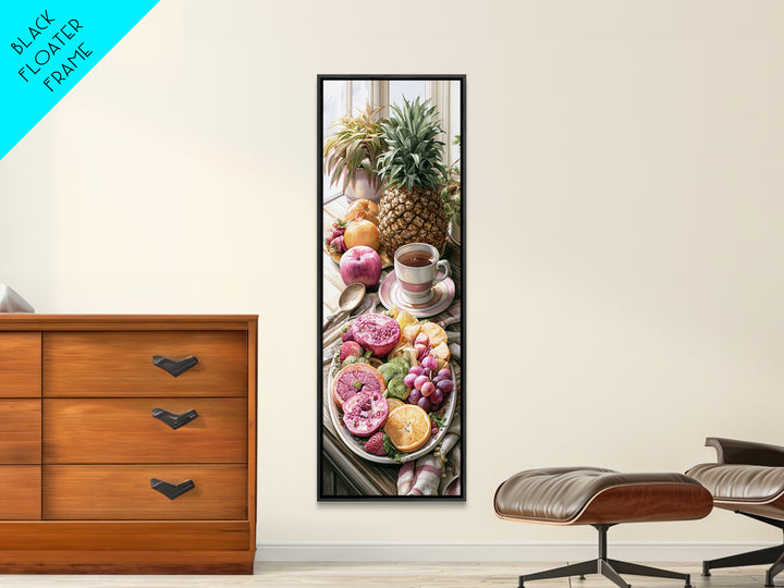 Tropical Fruit Platter Framed Canvas Print, Restaurant Art, Food Art, Restaurant Decor, Oil Painting, Bistro, Minimalist Decor, RES-1x3-54