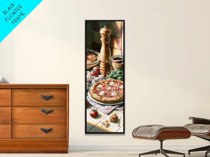 Pizzeria Tomato Basil and Mozzarella Still Life Framed Canvas Print, Restaurant Art, Modern Decor, Restaurant Decor, Bistro, RES-1x3-70