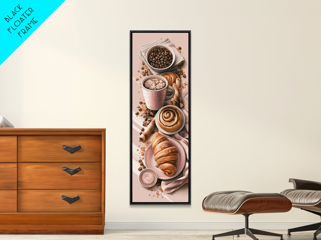 Coffee Beans and Pastry Arrangement Canvas Print, Restaurant Art, Boho Decor, Restaurant Decor, Oil Painting, Bistro, RES-1x3-82