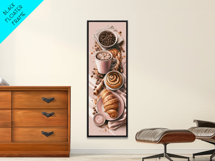 Coffee Beans and Pastry Arrangement Canvas Print, Restaurant Art, Boho Decor, Restaurant Decor, Oil Painting, Bistro, RES-1x3-82