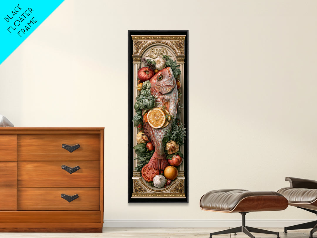 Fresh Fish with Lemon and Herbs Framed Canvas Print, Restaurant Art, Cool Wall Art, Restaurant Decor, Fine Art, Bistro, RES-1x3-83
