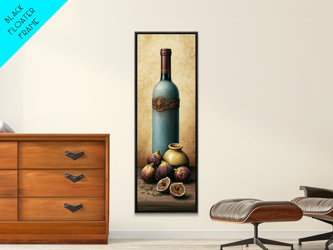 Wine Bottle and Figs Canvas Print, Restaurant Art, Canvas Wall Art, Restaurant Decor, Fine Art, Bistro, Bedroom Wall Art, RES-1x3-85