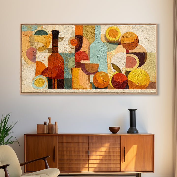Abstract Appetite Friendly Red and Orange Shapes Canvas Print, Restaurant Art, Printable Wall Art, Restaurant Decor, Bistro, RES-2x1-37
