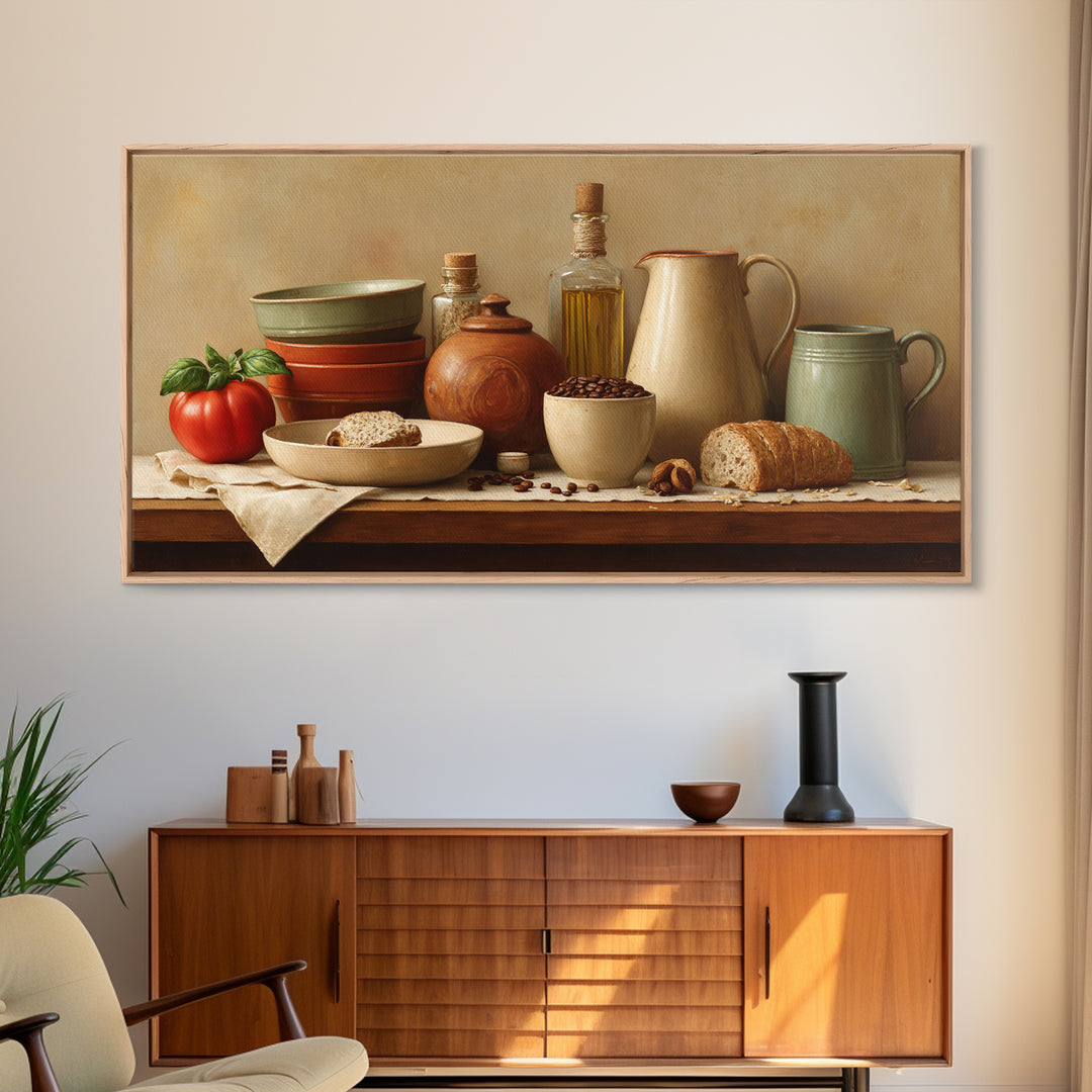 Coffee Beans and Pastry Arrangement Framed Canvas Print, Restaurant Art, Room Decor, Restaurant Decor, Fine Art, Bistro, RES-2x1-42