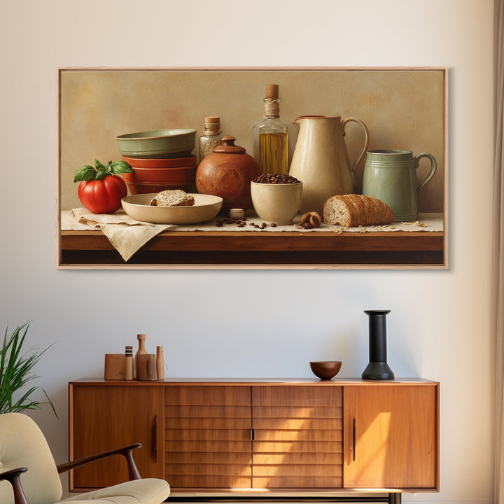 Coffee Beans and Pastry Arrangement Framed Canvas Print, Restaurant Art, Room Decor, Restaurant Decor, Fine Art, Bistro, RES-2x1-42