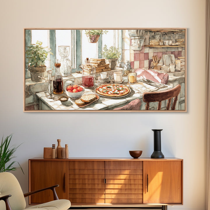 Pizzeria Tomato Basil and Mozzarella Still Life Canvas Print, Restaurant Art, Art Print, Restaurant Decor, Fine Art, Bistro, RES-2x1-54