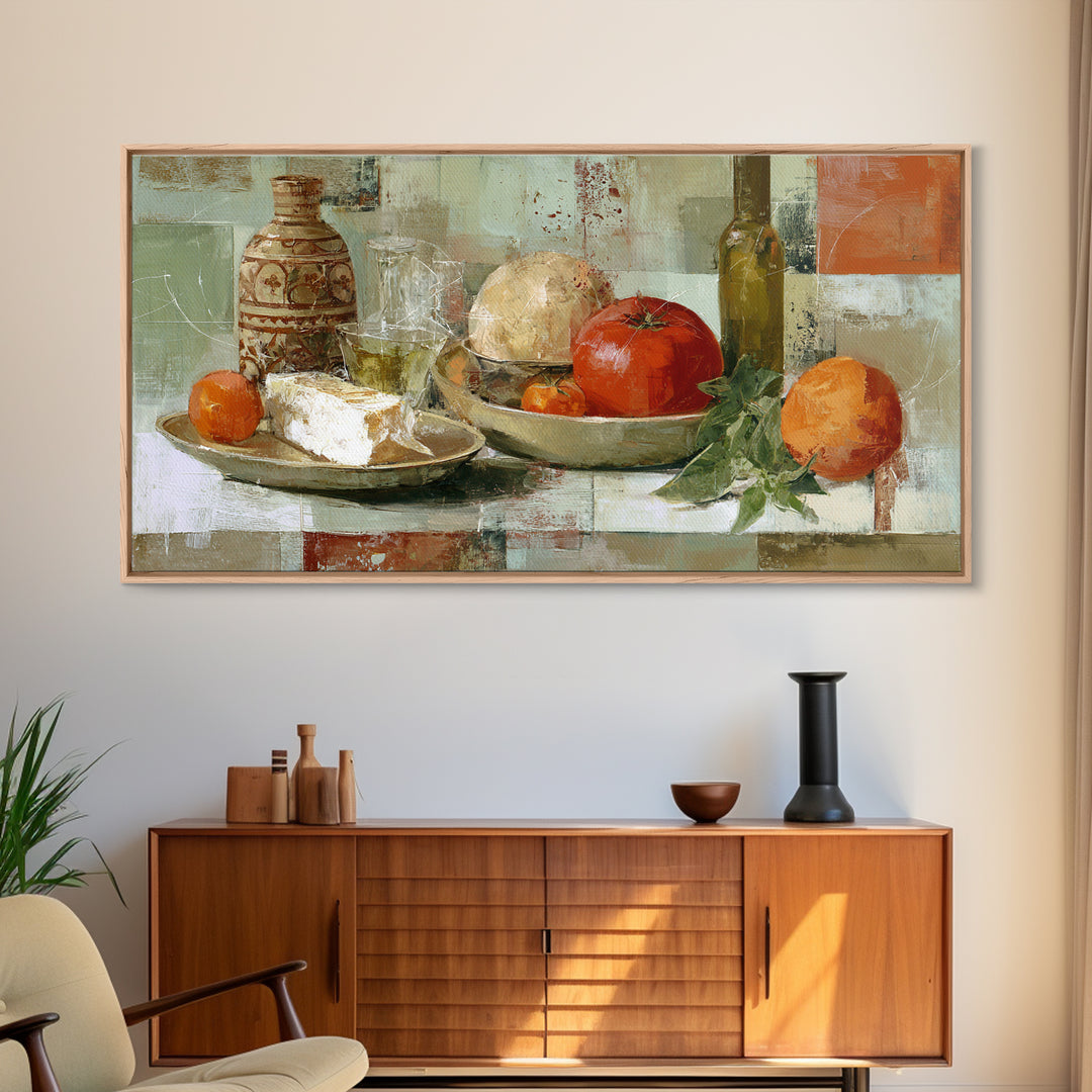 Abstract Appetite Friendly Red and Orange Shapes Canvas Print, Restaurant Art, Kitchen Decor, Restaurant Decor, Abstract Art, RES-2x1-61