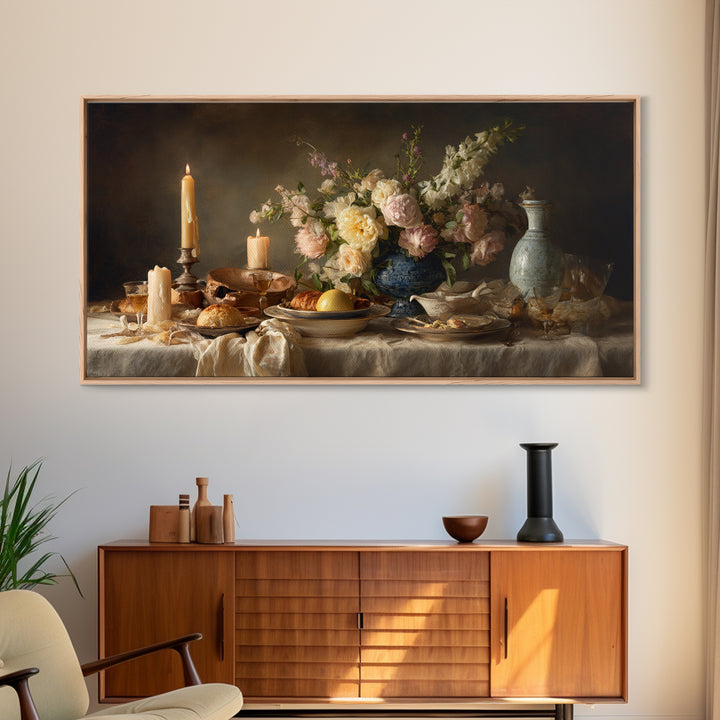 Elegant Table Objects Canvas Print, Restaurant Art, Framed Wall Art, Restaurant Decor, Watercolor Art, Bistro, RES-2x1-68