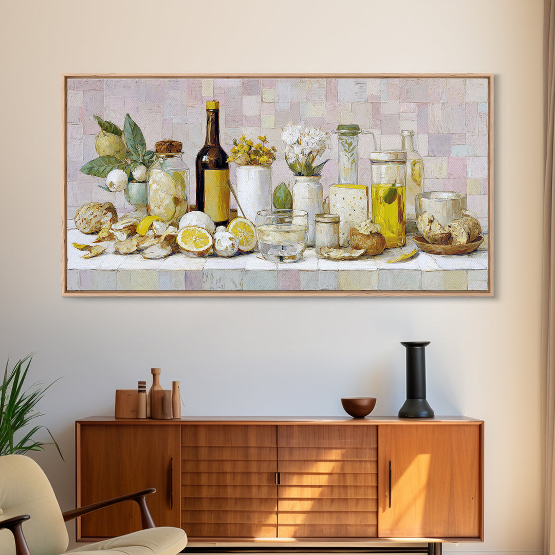 Cocktail and Citrus Bar Composition Framed Canvas Print, Restaurant Art, Printable Wall Art, Restaurant Decor, Fine Art, Bistro, RES-2x1-7