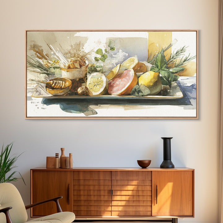 Cocktail and Citrus Bar Composition Framed Canvas Print, Restaurant Art, Cool Wall Art, Restaurant Decor, Fine Art, Bistro, RES-2x1-79