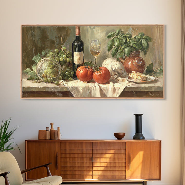Wine Grapevine Botanical Study Framed Canvas Print, Restaurant Art, Wall Decor, Restaurant Decor, Oil Painting, Bistro, RES-2x1-83