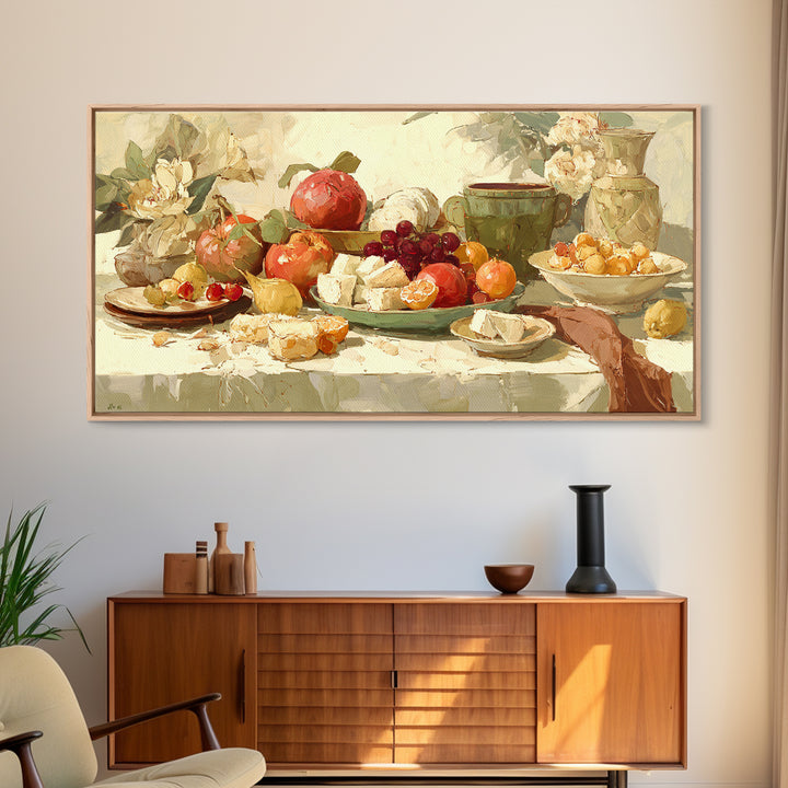 Tropical Fruit Platter Framed Canvas Print, Restaurant Art, Canvas, Restaurant Decor, Fine Art, Bistro, Living Room Decor, RES-2x1-86