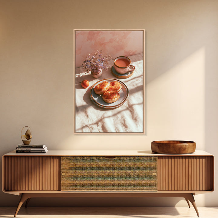Abstract Appetite Friendly Red and Orange Shapes Framed Canvas Print, Restaurant Art, Large Wall Art, Restaurant Decor, Bistro, RES-2x3-1