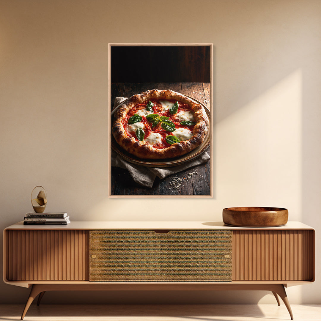 Pizzeria Tomato Basil and Mozzarella Still Life Canvas Print, Restaurant Art, Restaurant Decor, Bistro, Watercolor Painting, RES-2x3-18