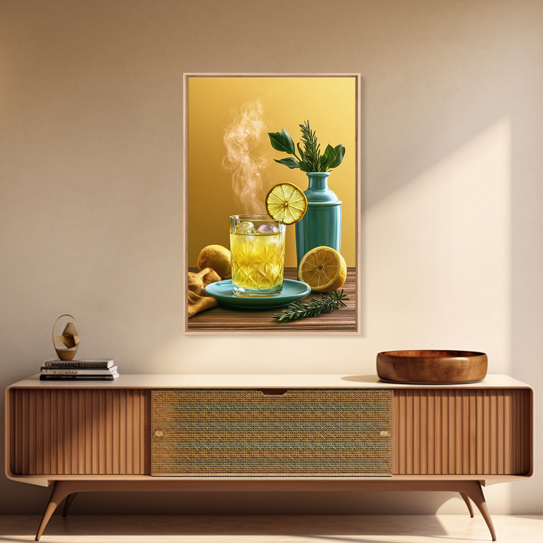 Cocktail and Citrus Bar Composition Framed Canvas Print, Restaurant Art, Contemporary Art, Restaurant Decor, Fine Art, Bistro, RES-2x3-19