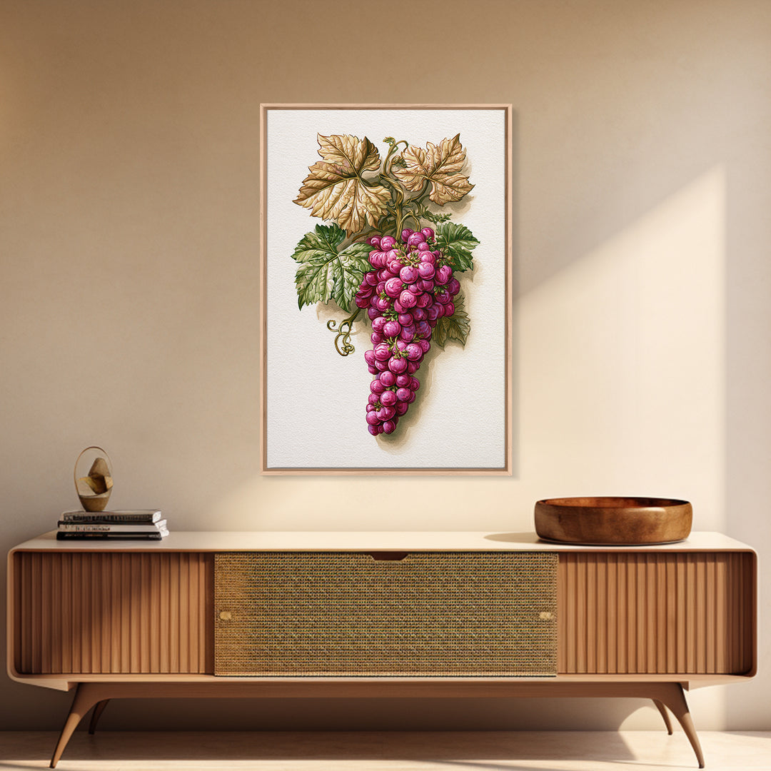 Wine Grapevine Botanical Study Canvas Print, Restaurant Art, Canvas, Restaurant Decor, Fine Art, Bistro, Living Room Decor, RES-2x3-23
