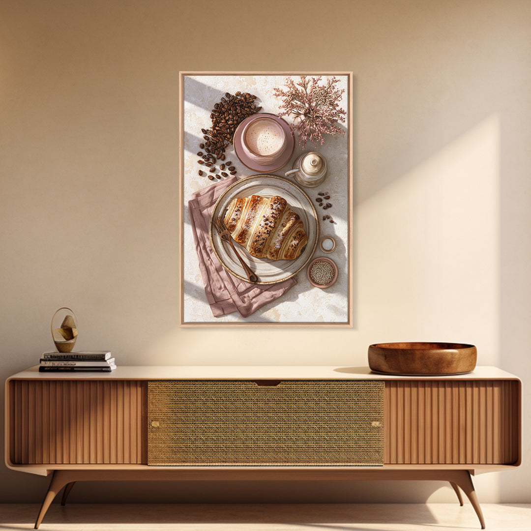 Coffee Beans and Pastry Arrangement Canvas Print, Restaurant Art, Art Print, Restaurant Decor, Fine Art, Bistro, Kitchen Art, RES-2x3-54