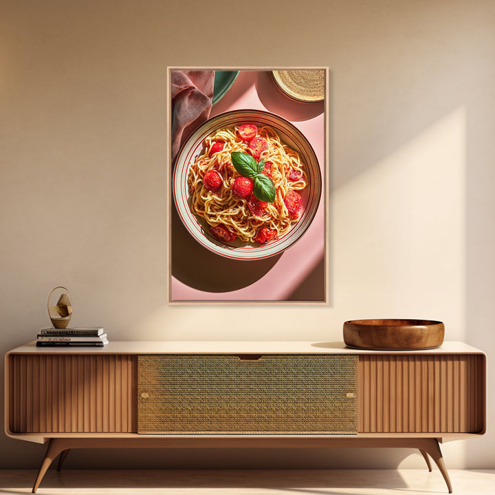 Fresh Pasta with Tomatoes and Basil Canvas Print, Restaurant Art, Kitchen Decor, Restaurant Decor, Bistro, Bedroom Wall Art, RES-2x3-58
