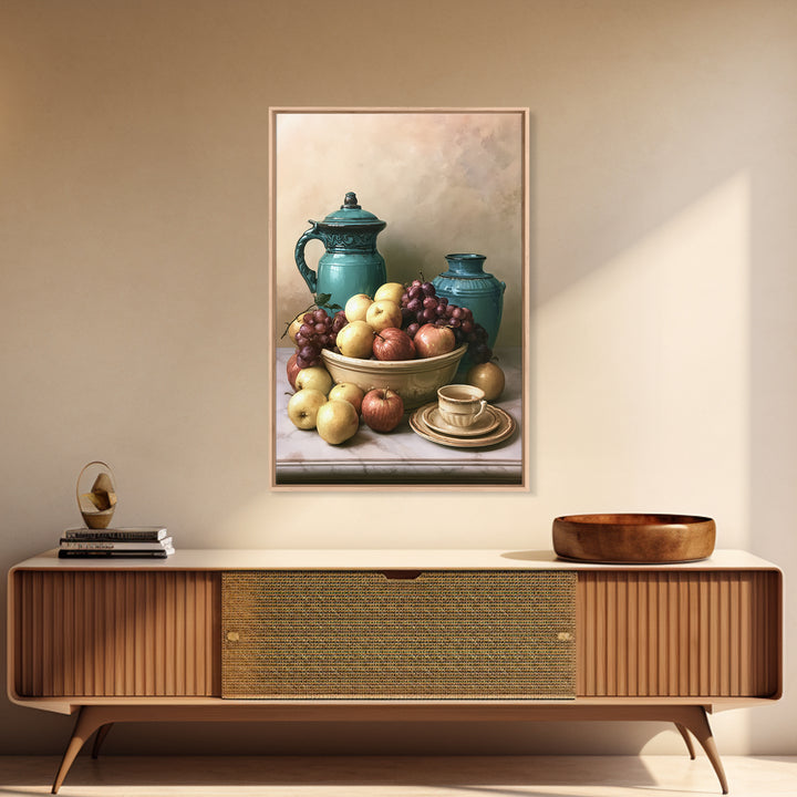 Classic Fruit Bowl Framed Canvas Print, Restaurant Art, Canvas Wall Art, Restaurant Decor, Fine Art, Bistro, Bedroom Wall Art, RES-2x3-60