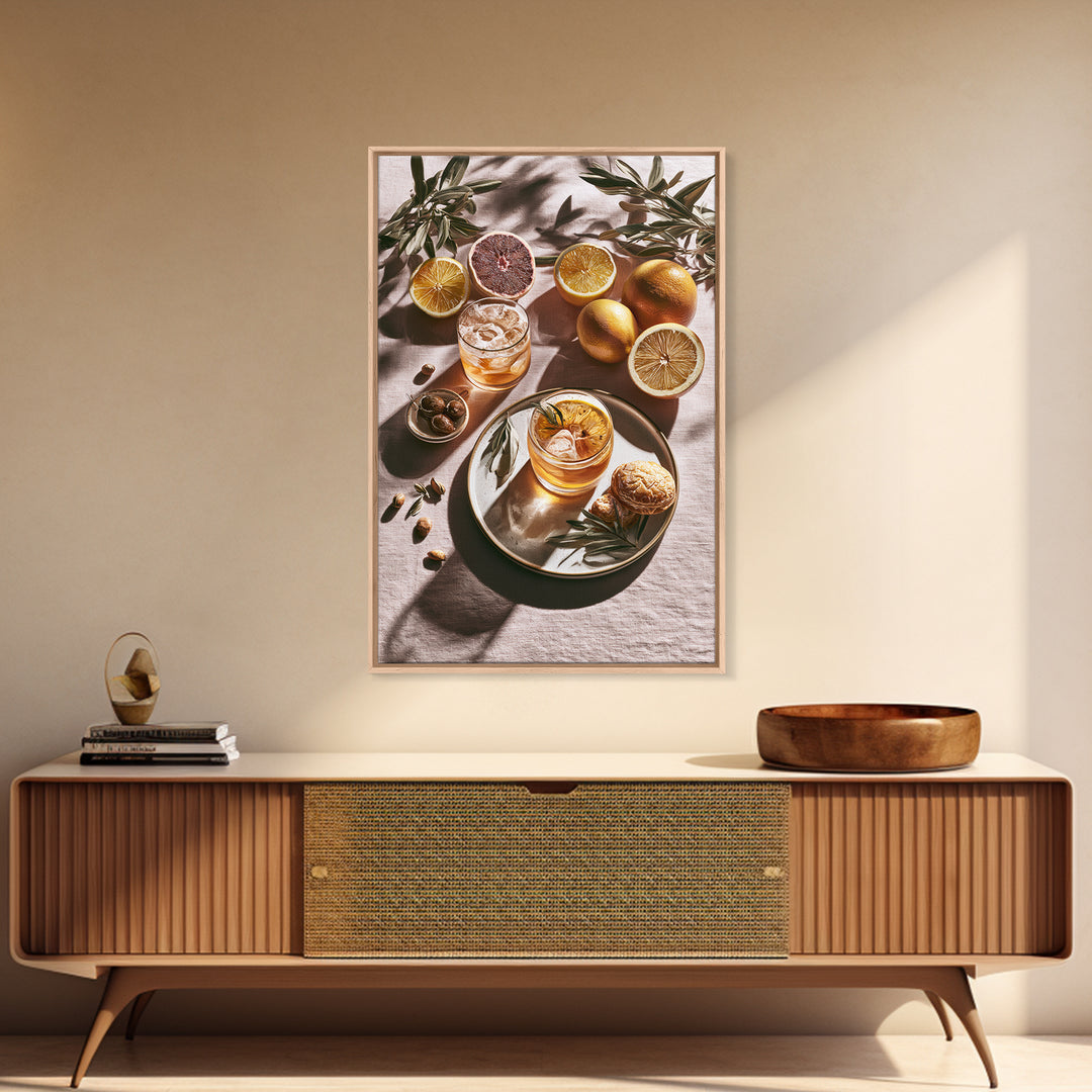 Cocktail and Citrus Bar Composition Canvas Print, Restaurant Art, Kitchen Art, Restaurant Decor, Fine Art, Bistro, Food Art, RES-2x3-67
