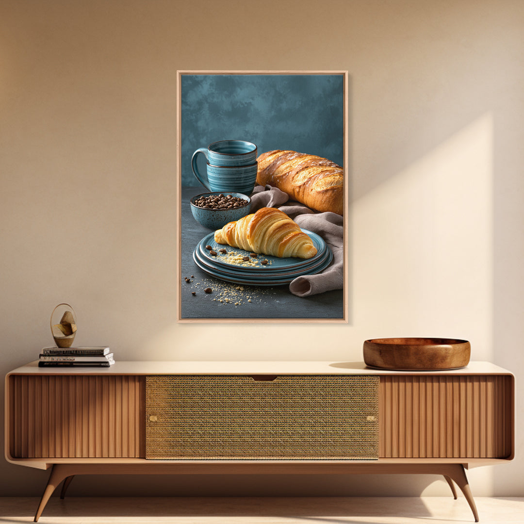 Coffee Beans and Pastry Arrangement Framed Canvas Print, Restaurant Art, Canvas Wall Art, Restaurant Decor, Fine Art, Bistro, RES-2x3-78