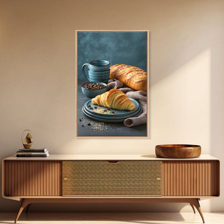 Coffee Beans and Pastry Arrangement Framed Canvas Print, Restaurant Art, Canvas Wall Art, Restaurant Decor, Fine Art, Bistro, RES-2x3-78