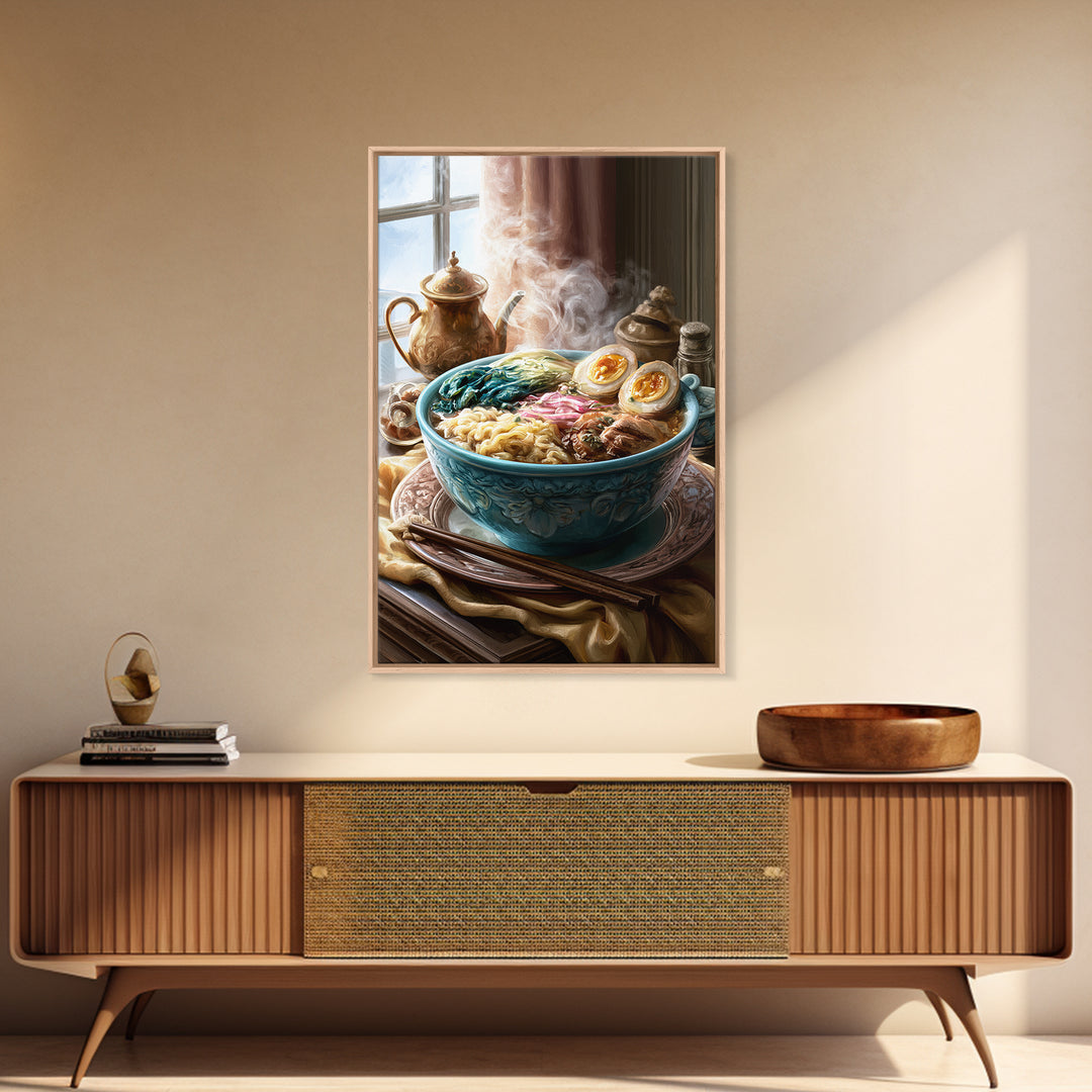 Ramen Bowl Rendered Framed Canvas Print, Restaurant Art, Printable Art, Restaurant Decor, Fine Art, Bistro, Watercolor Art, RES-2x3-94
