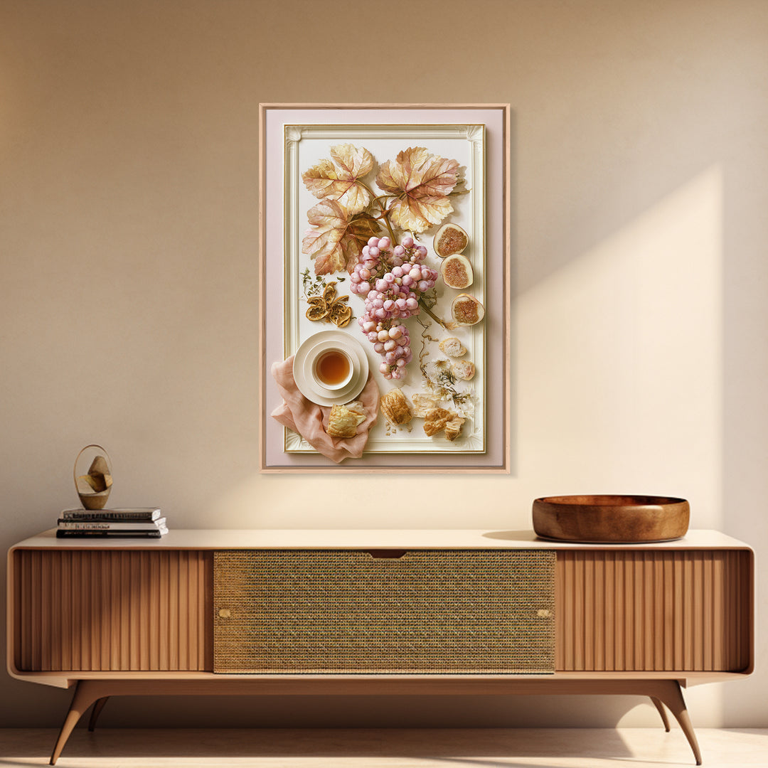 Wine Grapevine Botanical Study Canvas Print, Restaurant Art, Food Art, Restaurant Decor, Watercolor Art, Bistro, RES-2x3-95