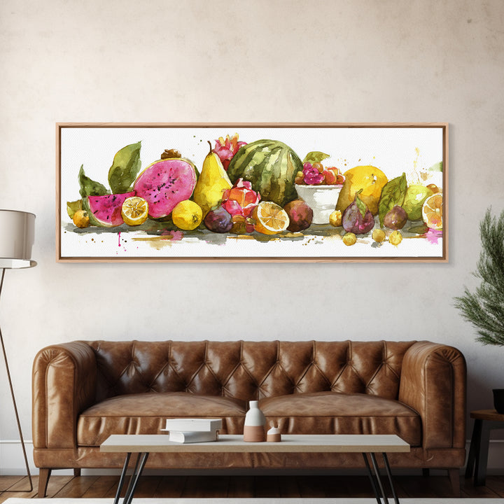 Tropical Fruit Platter Framed Canvas Print, Restaurant Art, Canvas, Restaurant Decor, Fine Art, Bistro, Living Room Decor, RES-3x1-10